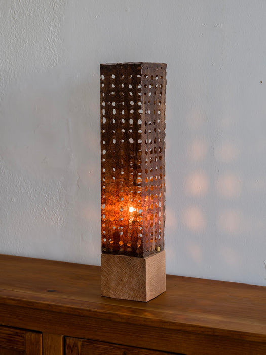 Oak Block Lamp - Brown Diffuser
