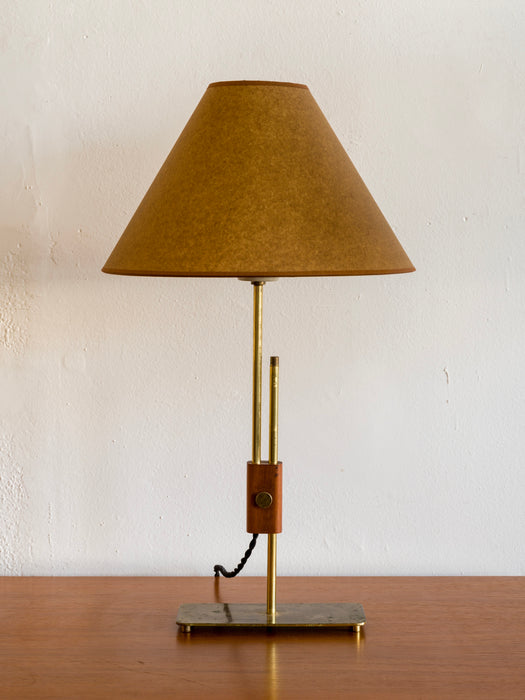 Brass And Wood Table Lamp