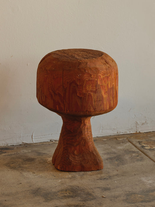 Carved Redwood Log Stool