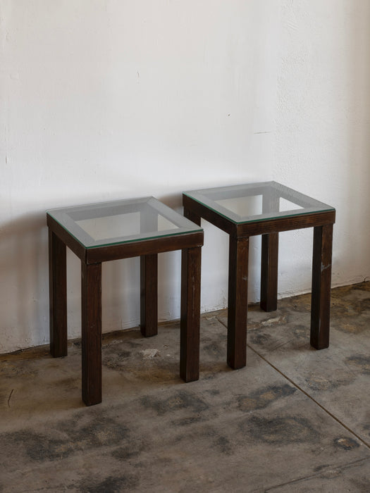 Steel And Glass Side Tables