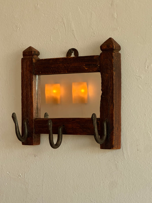 Petite Spanish Mirror With Wrought Iron Hooks