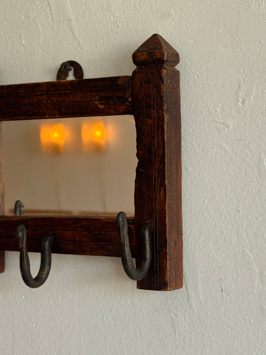 Petite Spanish Mirror With Wrought Iron Hooks