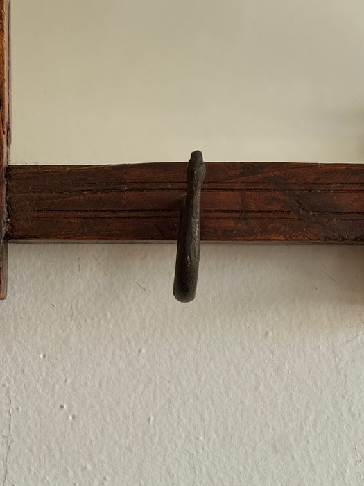Petite Spanish Mirror With Wrought Iron Hooks