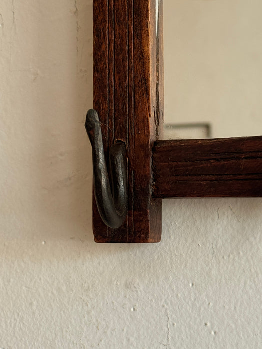 Petite Spanish Mirror With Wrought Iron Hooks
