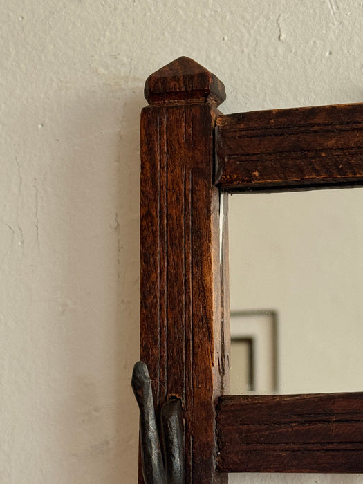 Petite Spanish Mirror With Wrought Iron Hooks