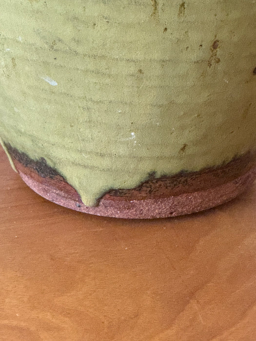 Large Speckled Green Studio Pottery Vase