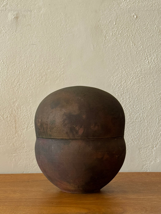 Extra Large Hand Thrown 2 Piece Raku Vessel