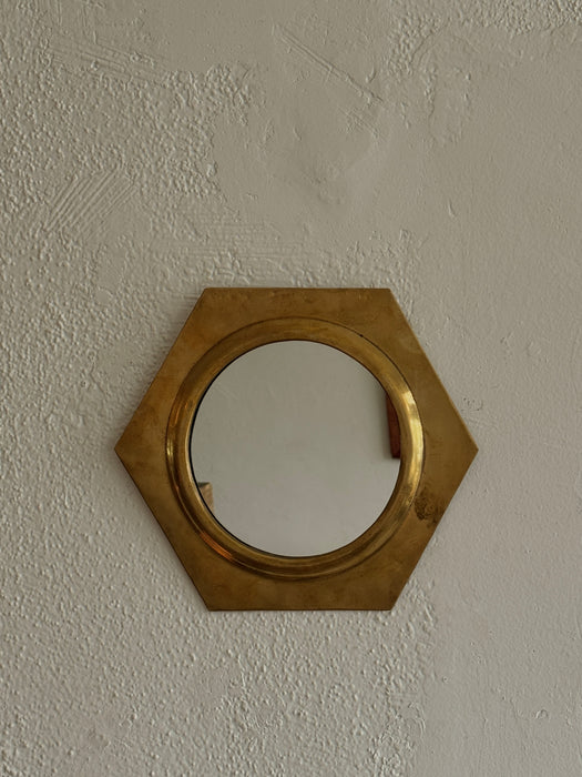 Hexagonal Brass Wall Mirror