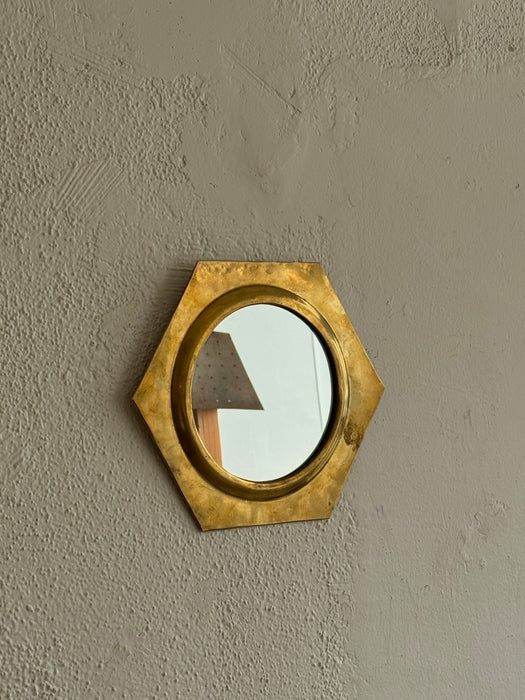 Hexagonal Brass Wall Mirror