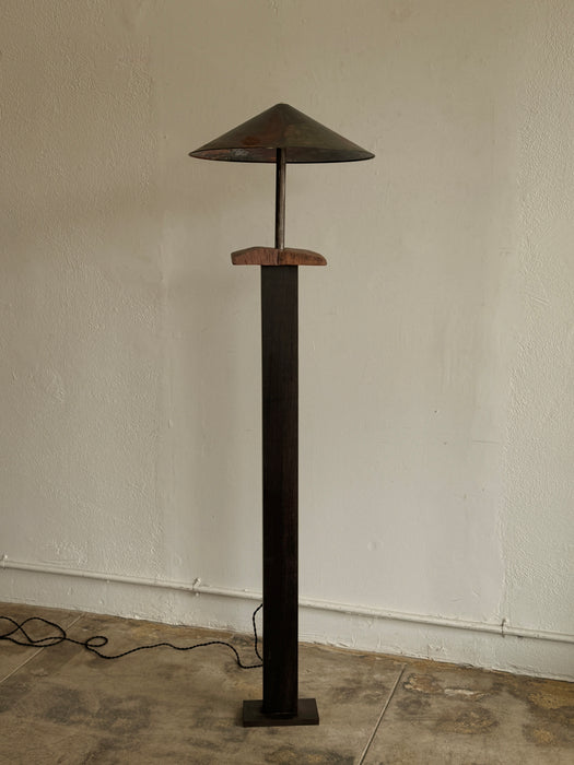 Wenge Standing Lamp With Steel Shade