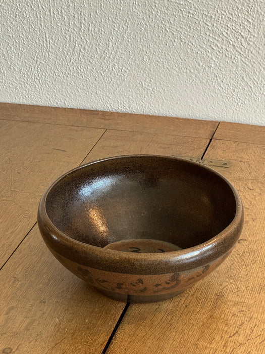 Studio Pottery Bowl With Brown Glaze