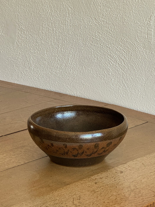 Studio Pottery Bowl With Brown Glaze