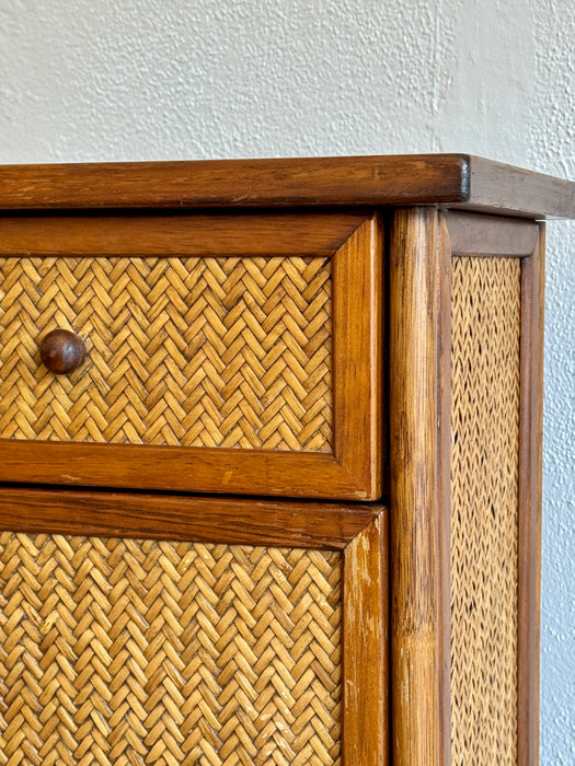 Cane Cabinet With Drawer