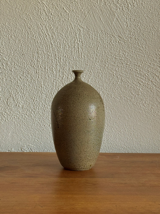 Large Stoneware Vase With Green Glaze