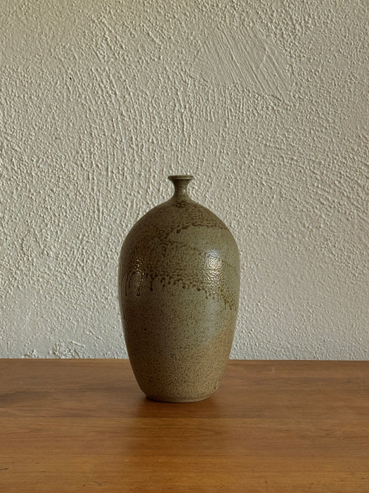 Large Stoneware Vase With Green Glaze