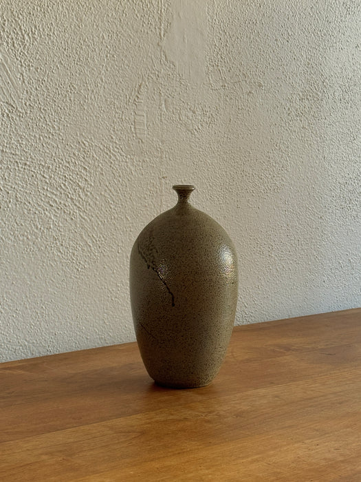 Large Stoneware Vase With Green Glaze