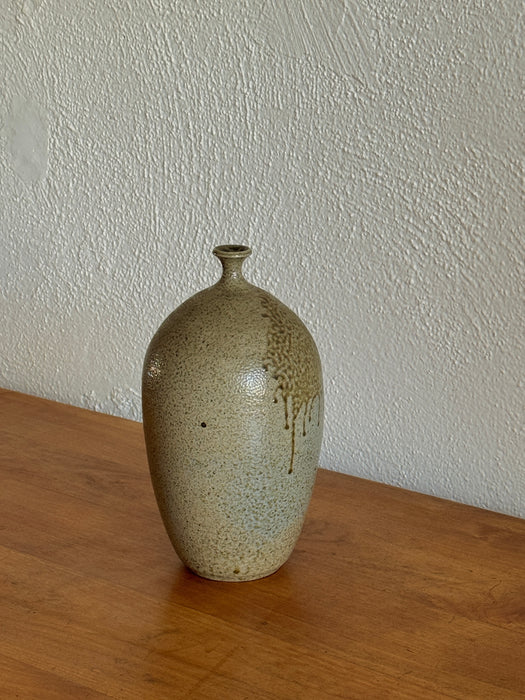 Large Stoneware Vase With Green Glaze