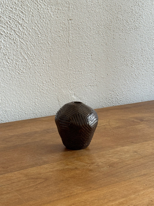 Petite Brown Geometric Bud Vase
