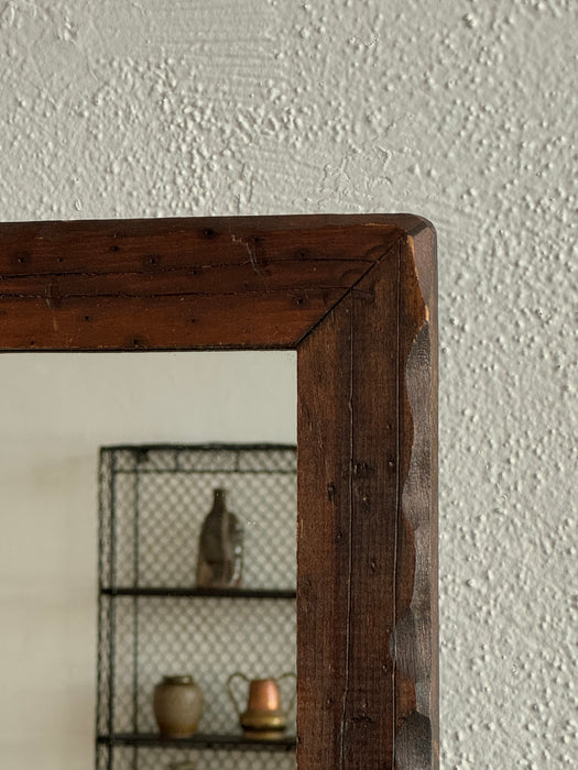 Vintage Wood Mirror With Scallops