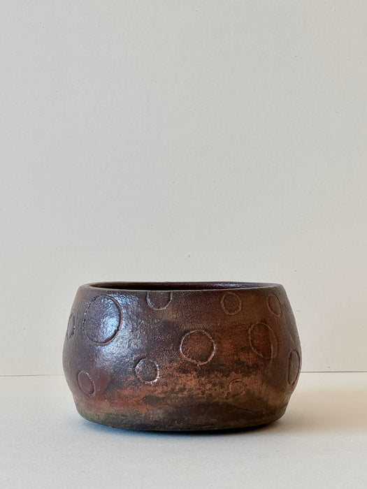 Raku Bowl With Circles