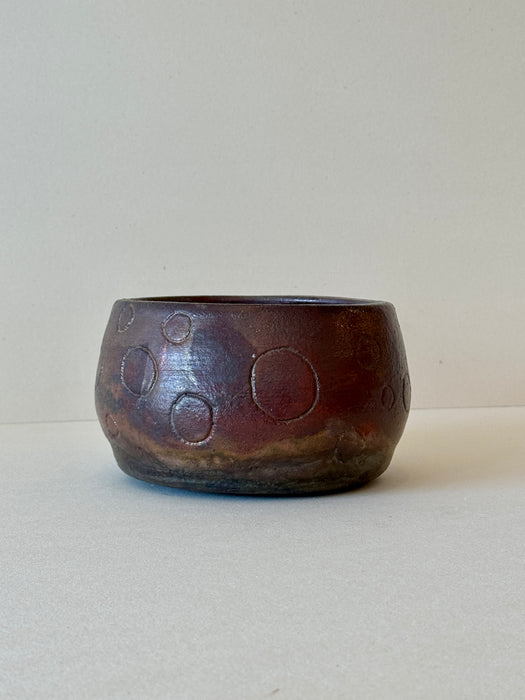 Raku Bowl With Circles