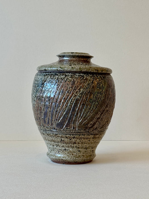 Earth Toned Scored Vase