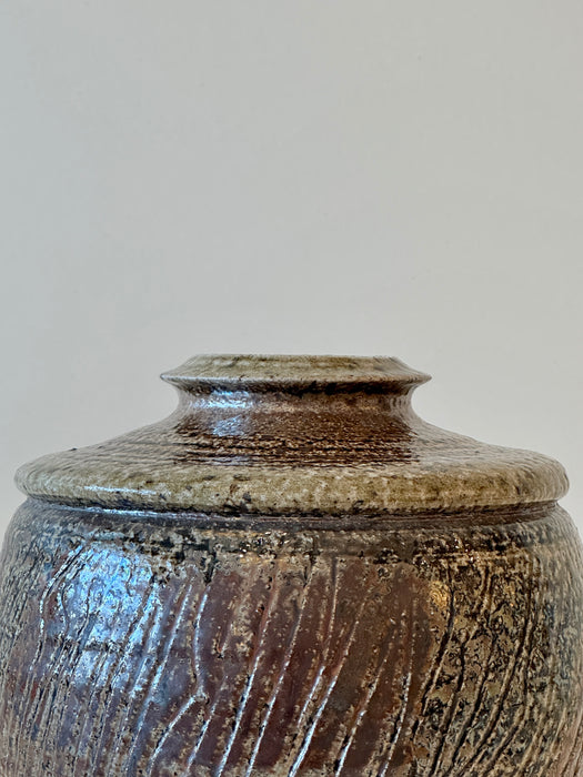 Earth Toned Scored Vase