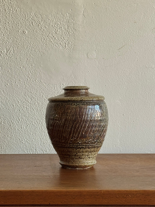 Earth Toned Scored Vase