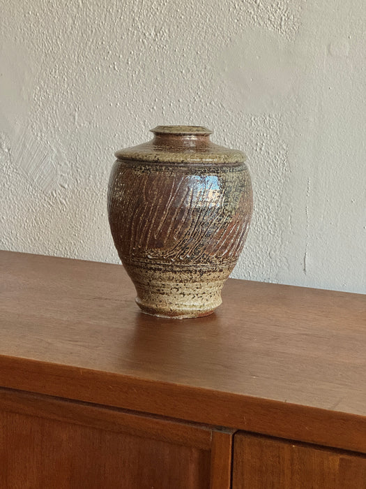 Earth Toned Scored Vase
