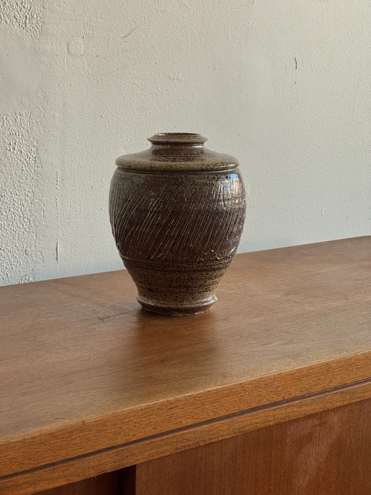 Earth Toned Scored Vase