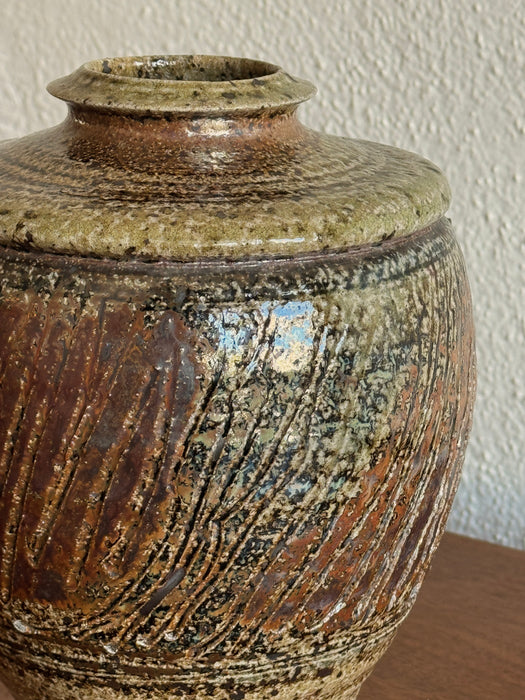 Earth Toned Scored Vase