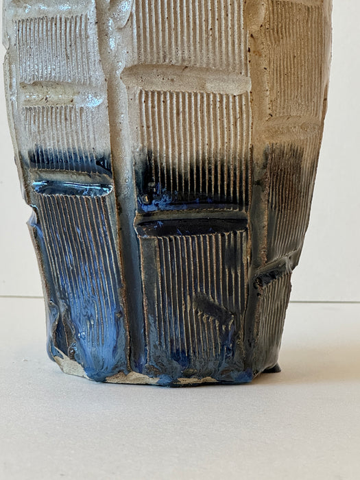 Geometric Vase With Blue Glaze