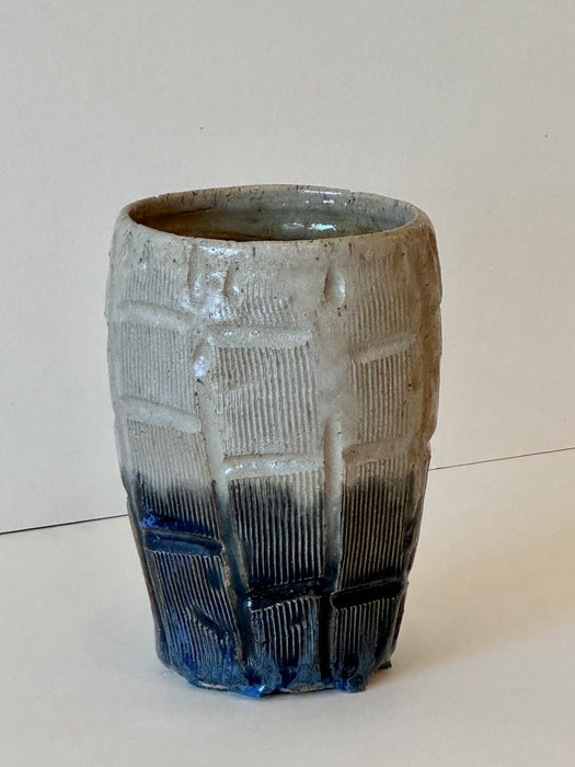 Geometric Vase With Blue Glaze
