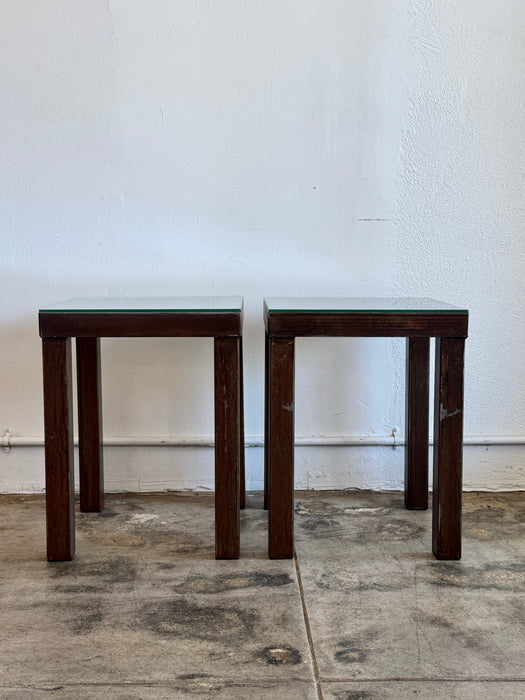 Steel And Glass Side Tables