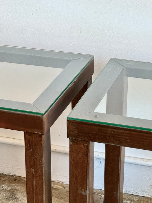 Steel And Glass Side Tables