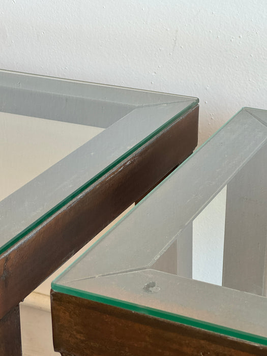 Steel And Glass Side Tables