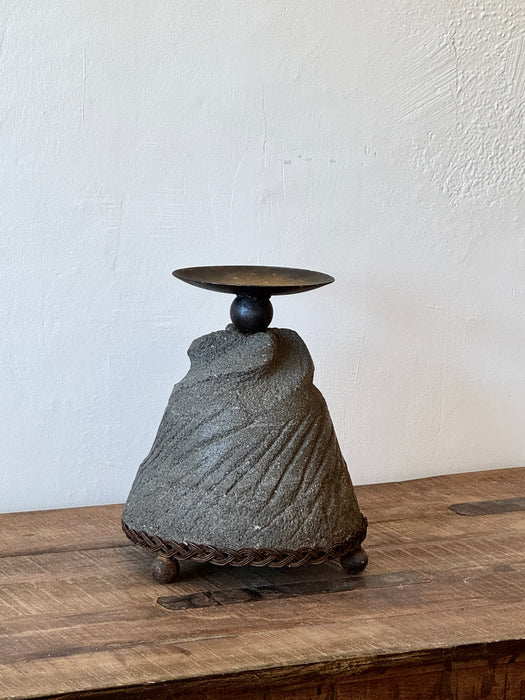 Stone Candleholder Sculpture