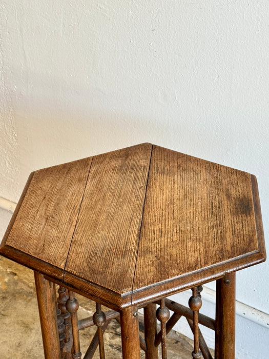 Hexagonal Side Table With Bobbins