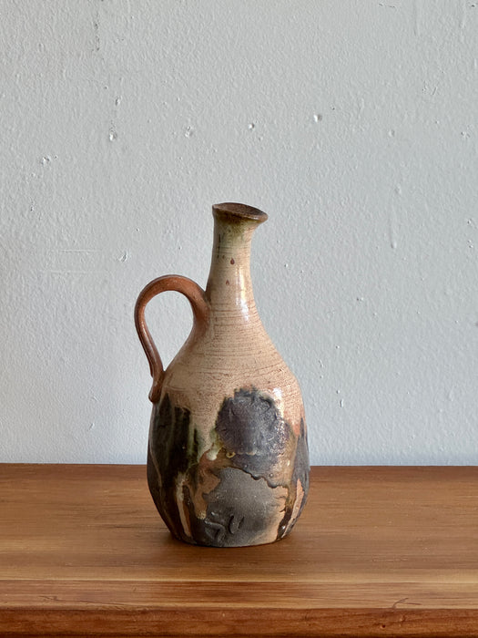 Vintage Tan And Black Pitcher