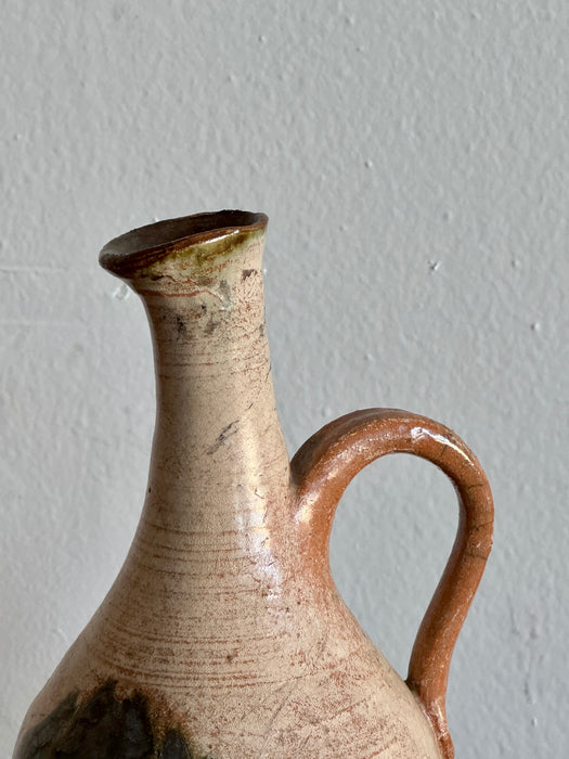 Vintage Tan And Black Pitcher