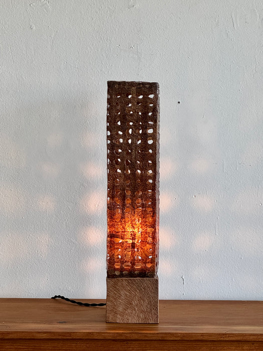 Oak Block Lamp - Brown Diffuser
