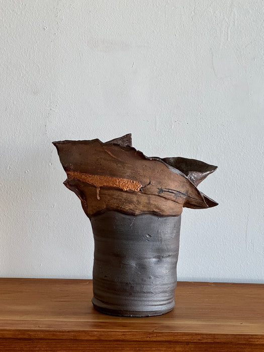 Large Brown And Black Abstract Vase