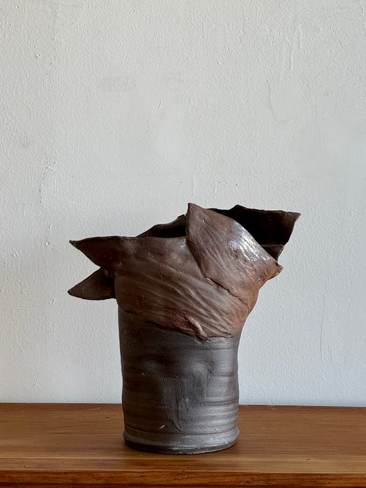 Large Brown And Black Abstract Vase