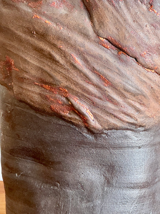 Large Brown And Black Abstract Vase