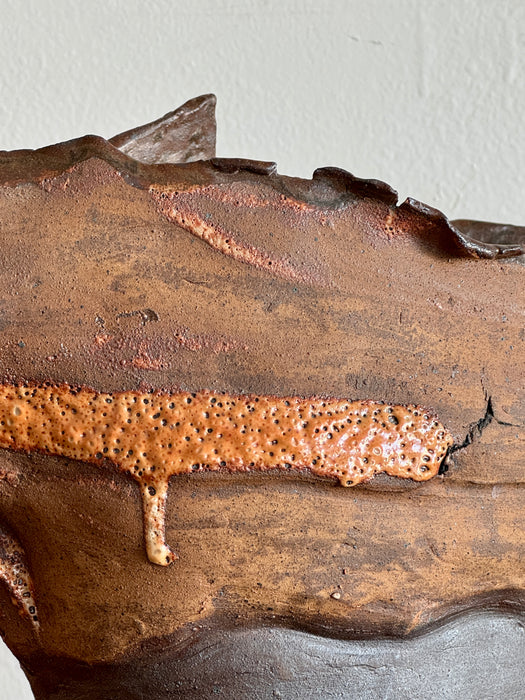 Large Brown And Black Abstract Vase