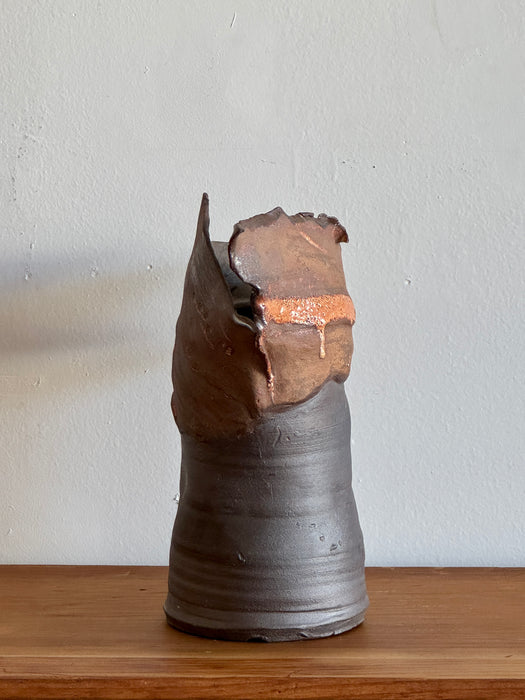 Large Brown And Black Abstract Vase