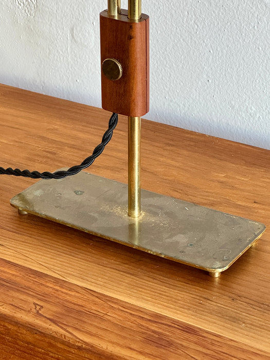 Brass And Wood Table Lamp