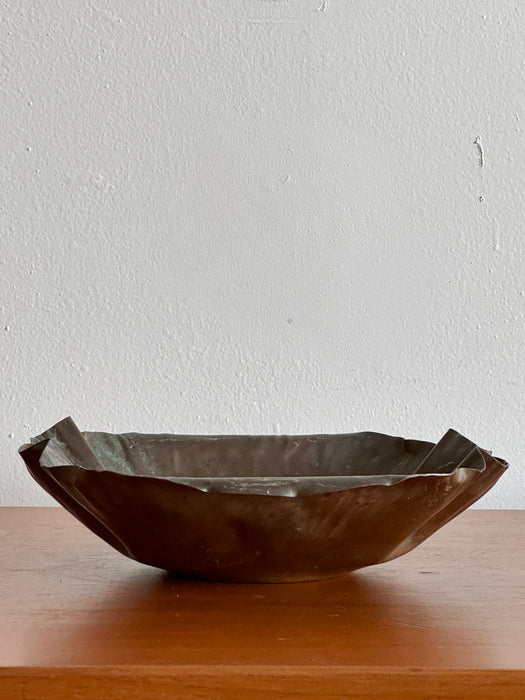 Large Pleated Copper Bowl