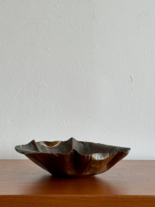 Large Pleated Copper Bowl