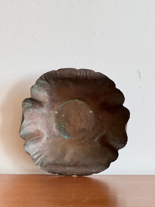 Large Pleated Copper Bowl